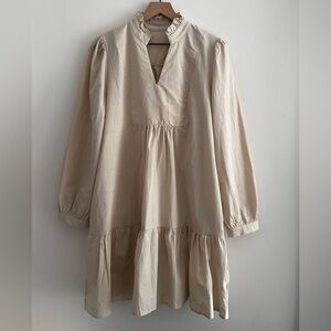 Cream Long Sleeve Dress